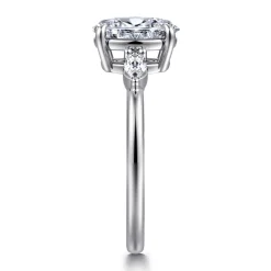 Outlet Gabriel & Co. Dela - 14K White Gold Oval Three Stone Diamond Engagement Ring