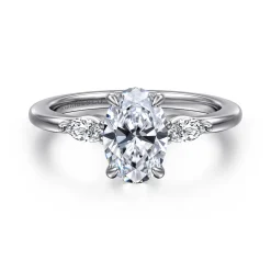 Outlet Gabriel & Co. Dela - 14K White Gold Oval Three Stone Diamond Engagement Ring