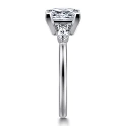 Hot Gabriel & Co. Dela - 14K White Gold Princess Cut Three Stone Diamond Engagement Ring