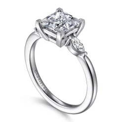 Hot Gabriel & Co. Dela - 14K White Gold Princess Cut Three Stone Diamond Engagement Ring