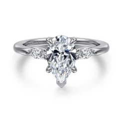 Online Gabriel & Co. Dela - 14K White Gold Princess Cut Three Stone Diamond Engagement Ring