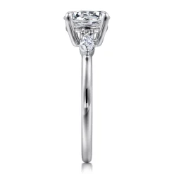 New Gabriel & Co. Dela - 14K White Gold Round Three Stone Diamond Engagement Ring