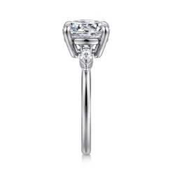 Gabriel & Co. Dela - 14K White Gold Round Three Stone Diamond Engagement Ring