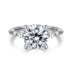 Gabriel & Co. Dela - 14K White Gold Round Three Stone Diamond Engagement Ring