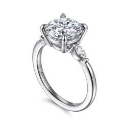 Gabriel & Co. Dela - 14K White Gold Round Three Stone Diamond Engagement Ring
