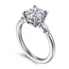 Best Gabriel & Co. Dela - 14K White Gold Round Three Stone Diamond Engagement Ring
