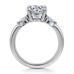 Best Gabriel & Co. Dela - 14K White Gold Round Three Stone Diamond Engagement Ring