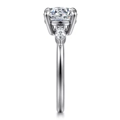 Best Gabriel & Co. Dela - 14K White Gold Round Three Stone Diamond Engagement Ring