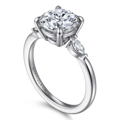 Best Gabriel & Co. Dela - 14K White Gold Round Three Stone Diamond Engagement Ring