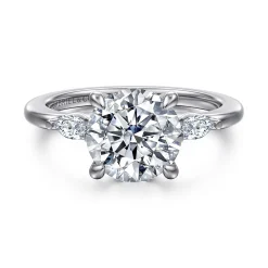 Best Gabriel & Co. Dela - 14K White Gold Round Three Stone Diamond Engagement Ring