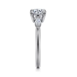 Hot Gabriel & Co. Dela - 14K White Gold Round Three Stone Diamond Engagement Ring