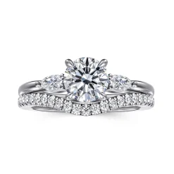 Hot Gabriel & Co. Dela - 14K White Gold Round Three Stone Diamond Engagement Ring