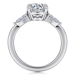 Clearance Gabriel & Co. Dela - 14K White Gold Round Three Stone Diamond Engagement Ring