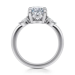 Hot Gabriel & Co. Dela - 14K White Gold Three Stone Oval Diamond Engagement Ring