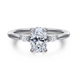 Gabriel & Co. Dela - 14K White Gold Three Stone Oval Diamond Engagement Ring