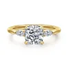 Sale Gabriel & Co. Dela - 14K Yellow Gold Cushion Cut Three Stone Diamond Engagement Ring