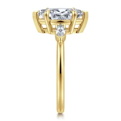Hot Gabriel & Co. Dela - 14K Yellow Gold Marquise Shape Three Stone Diamond Engagement Ring