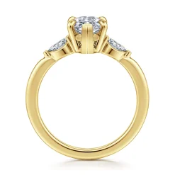 Hot Gabriel & Co. Dela - 14K Yellow Gold Marquise Shape Three Stone Diamond Engagement Ring