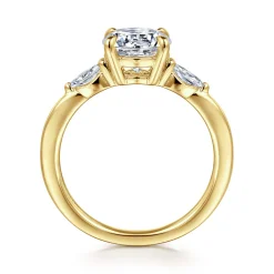 Outlet Gabriel & Co. Dela - 14K Yellow Gold Round Three Stone Diamond Engagement Ring