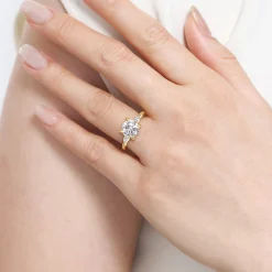 Online Gabriel & Co. Dela - 14K Yellow Gold Round Three Stone Diamond Engagement Ring