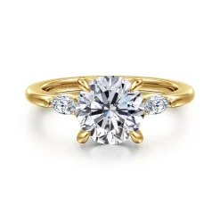 Online Gabriel & Co. Dela - 14K Yellow Gold Round Three Stone Diamond Engagement Ring