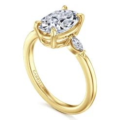 Online Gabriel & Co. Dela - 14K Yellow Gold Three Stone Oval Diamond Engagement Ring