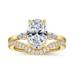 Online Gabriel & Co. Dela - 14K Yellow Gold Three Stone Oval Diamond Engagement Ring