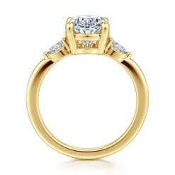 Hot Gabriel & Co. Dela - 14K Yellow Gold Three Stone Oval Diamond Engagement Ring