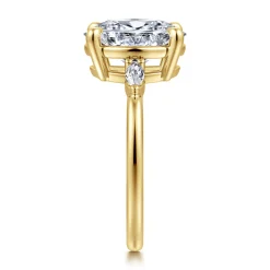 Hot Gabriel & Co. Dela - 14K Yellow Gold Three Stone Oval Diamond Engagement Ring