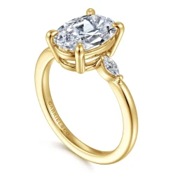 Hot Gabriel & Co. Dela - 14K Yellow Gold Three Stone Oval Diamond Engagement Ring