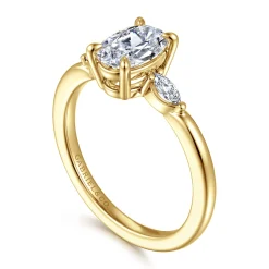 Outlet Gabriel & Co. Dela - 14K Yellow Gold Three Stone Oval Diamond Engagement Ring