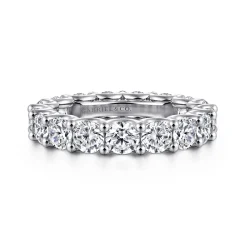 Outlet Gabriel & Co. Delfina - 14K White Gold Scallop Setting Round Diamond Eternity Band - 3.7 ct