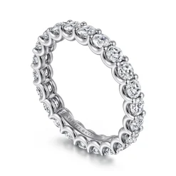 New Gabriel & Co. Delfina - 14K White Gold Scallop Setting Round Diamond Eternity Band - 1.75 ct