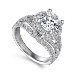 Discount Gabriel & Co. Delicacy - 14K White Gold Round Halo Diamond Engagement Ring