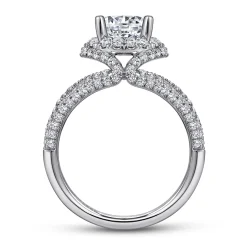 Discount Gabriel & Co. Delicacy - 14K White Gold Round Halo Diamond Engagement Ring