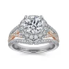 Best Gabriel & Co. Delicacy - 14K White-Rose Gold Round Halo Diamond Engagement Ring