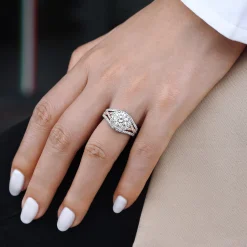 Best Gabriel & Co. Delicacy - 14K White-Rose Gold Round Halo Diamond Engagement Ring