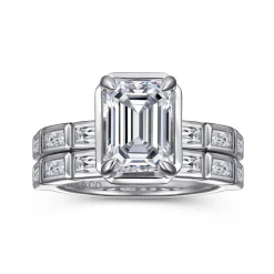 New Gabriel & Co. Delphe - 14K White Gold Emerald Cut Diamond Engagement Ring