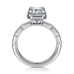 New Gabriel & Co. Delphe - 14K White Gold Emerald Cut Diamond Engagement Ring