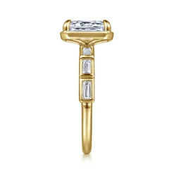 Discount Gabriel & Co. Delphe - 14K Yellow Gold Bezel Prong Emerald Cut Diamond Engagement Ring