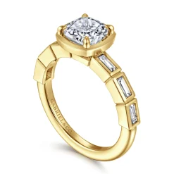 Outlet Gabriel & Co. Delphe - 14K Yellow Gold Cushion Cut Diamond Engagement Ring