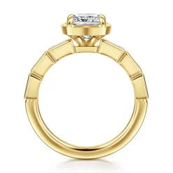 Outlet Gabriel & Co. Delphe - 14K Yellow Gold Cushion Cut Diamond Engagement Ring