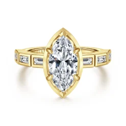 New Gabriel & Co. Delphe - 14K Yellow Gold Marquise Shape Diamond Engagement Ring