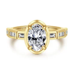 Clearance Gabriel & Co. Delphe - 14K Yellow Gold Oval Diamond Engagement Ring