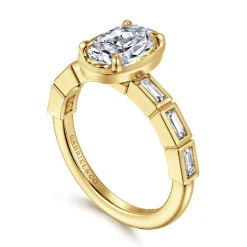Clearance Gabriel & Co. Delphe - 14K Yellow Gold Oval Diamond Engagement Ring