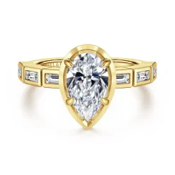 Hot Gabriel & Co. Delphe - 14K Yellow Gold Pear Shape Diamond Engagement Ring