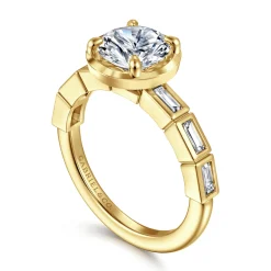 Gabriel & Co. Delphe - 14K Yellow Gold Round Diamond Engagement Ring