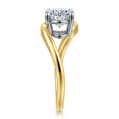 Hot Gabriel & Co. Delphi - 14K Mix of White and Yellow Gold Bypass Oval Engagement Ring