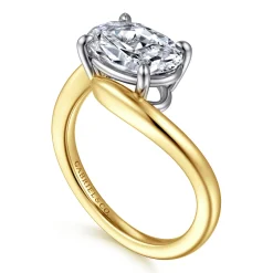 Hot Gabriel & Co. Delphi - 14K Mix of White and Yellow Gold Bypass Oval Engagement Ring