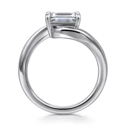Hot Gabriel & Co. Delphi - 14K White Gold Bypass Emerald Cut Diamond Engagement Ring